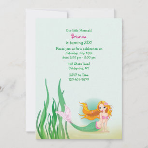 Cute Mermaid Invitation Kaart
