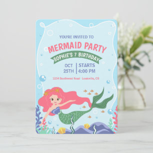 Cute Mermaid Invitation, onder het Zee van de verj Kaart