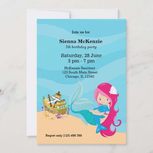 Cute Mermaid Kaart (Voorkant)