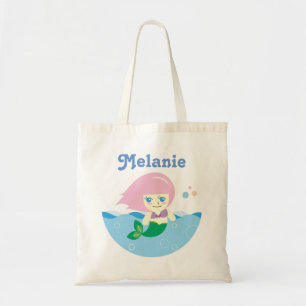 Cute Mermaid met Roze Hair, gepersonaliseerd Tote Bag
