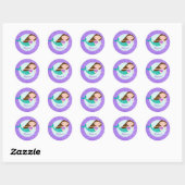 Cute Mermaid Paars Glitter Personalized Ronde Sticker (Vel)