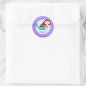 Cute Mermaid Paars Glitter Personalized Ronde Sticker (Tas)