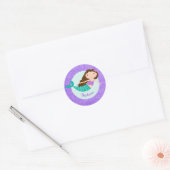 Cute Mermaid Paars Glitter Personalized Ronde Sticker (Envelop)