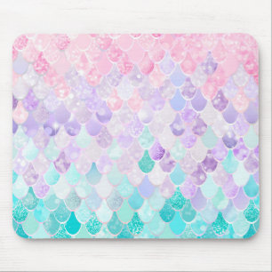 Cute Mermaid Pastel Iridescent, Roze, Paars, Blauw Muismat