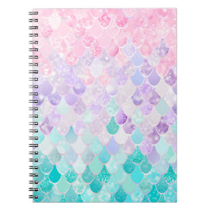Cute Mermaid Pastel Iridescent, Roze, Paars, Blauw Notitieboek