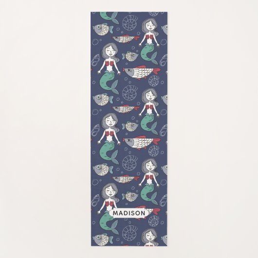 Cute Mermaid Pattern aangepaste naam yogamat (Voorkant)