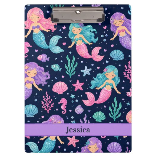 Cute Mermaid Pattern Klembord (Voorkant)
