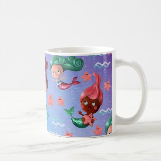 Cute Mermaid Pattern Koffiemok (Rechts)