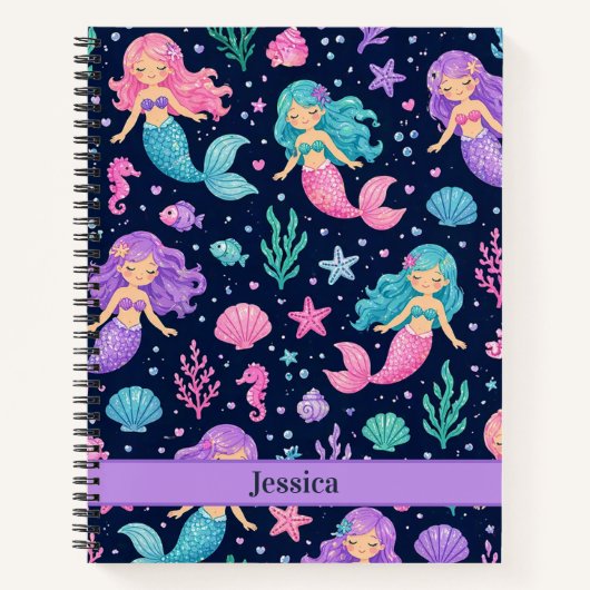 Cute Mermaid Pattern Notitieboek (Voorkant)