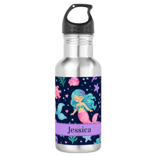 Cute Mermaid Pattern Waterfles