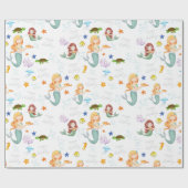 Cute Mermaid Personalized Birthday Cadeaupapier (Vlak)