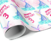 Cute Mermaid Personalized Birthday Cadeaupapier (Rol Hoek)