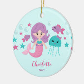 Cute Mermaid Personalized Girl Keramisch Ornament (Links)