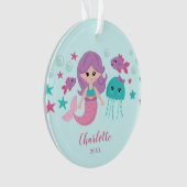 Cute Mermaid Personalized Girl Ornament (voorkant)