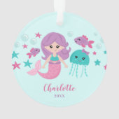 Cute Mermaid Personalized Girl Ornament (achterkant)