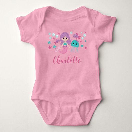 Cute Mermaid Personalized Girl Romper (Voorkant)