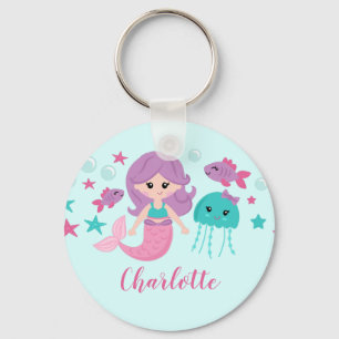 Cute Mermaid Personalized Girl Sleutelhanger