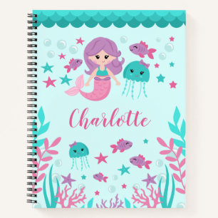 Cute Mermaid Personalized Notitieboek
