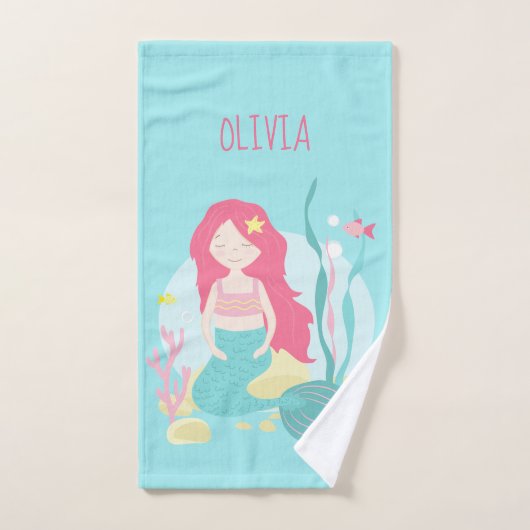    Cute Mermaid Pink en Mint  Handdoek (Handdoek)