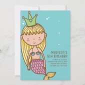 Cute Mermaid Princess Invitation de fête d'anniver (Devant)