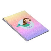 Cute Mermaid Rainbow Glitter Personalized Notitieboek (Rechterzijde)