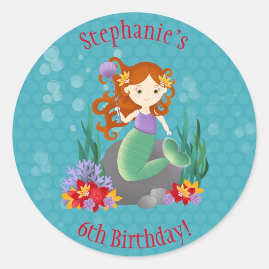Cute Mermaid Ronde Sticker (Voorkant)