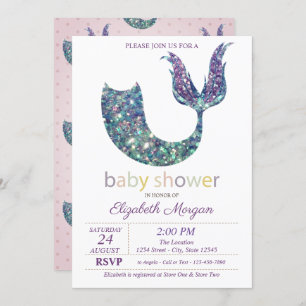 Cute Mermaid Tail Baby shower Kaart