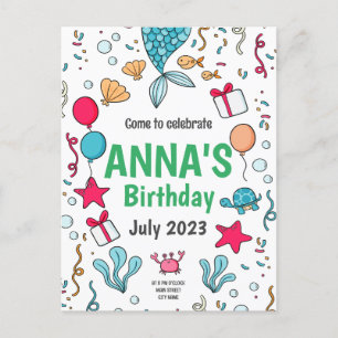 Cute Mermaid Tail, Mermaid Invitation Anniversaire