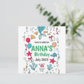 Cute Mermaid Tail, Mermaid Invitation Anniversaire (Debout devant)