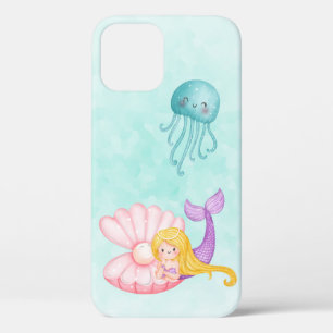Cute Mermaid under the Zee Waterverf iPhone 12 Hoesje