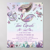 Cute Mermaid under Zee Birthday Time Capsule Poster (Voorkant)