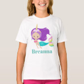 Cute Mermaid Unicorn ajouter nom t-shirt (Devant)