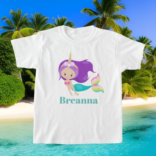 Cute Mermaid Unicorn ajouter nom t-shirt