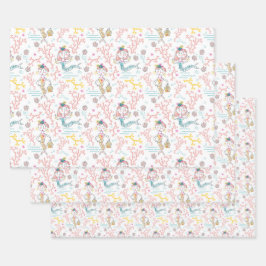 Cute Mermaids Craft Decoupage Scrapbook and Gift Inpakpapier Vel