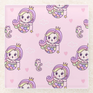 Cute Mermaids Glazen Onderzetter