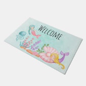 Cute Mermaids under the Zee Waterverf Welcome Deurmat (Schuin)
