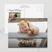 Cute Merriest Modern Calligraphy Foto Feestdagenkaart (Voorkant / Achterkant)