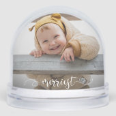 Cute Merriest Modern Calligraphy Photo Snow Globe (Avant)