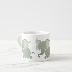 Cute Merry Cartoon Elephant Espresso Mok