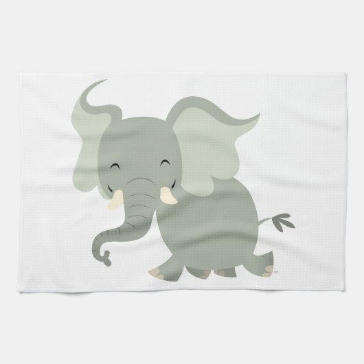 Cute Merry Cartoon Elephant Kitchen Towel Theedoek (Horizontaal)