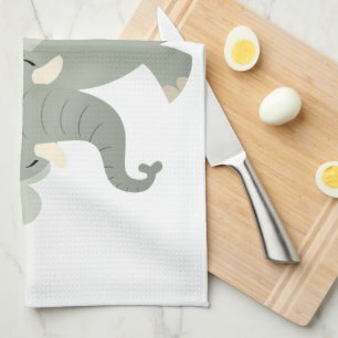 Cute Merry Cartoon Eléphant Serviette de cuisine