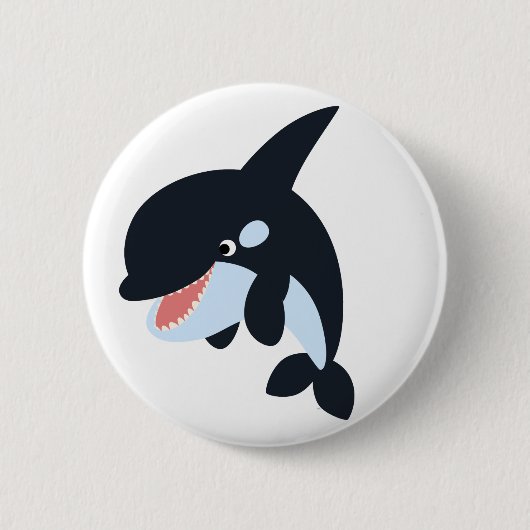 Cute Merry Cartoon Killer Whale Button Badge (Voorkant)