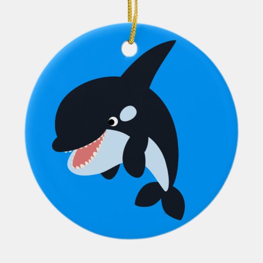 Cute Merry Cartoon Killer Whale Ornament (Voorkant)