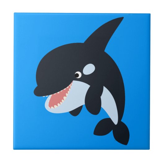 Cute Merry Cartoon Killer Whale Tegel Tegeltje (Voorkant)