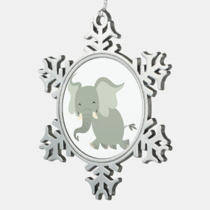 Cute Merry Cartoon Olifant Tin Ornament