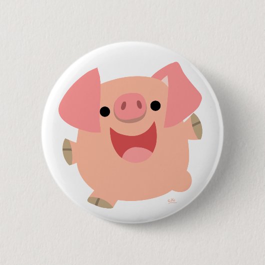 Cute Merry Cartoon Pig Button Badge (Voorkant)
