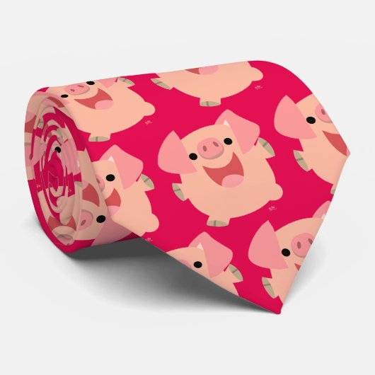 Cute Merry Cartoon Pig Stropdas (Opgerold)