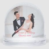Cute Merry Christmas & Custom Wedding Couple Photo Sneeuwbol (Achterkant)