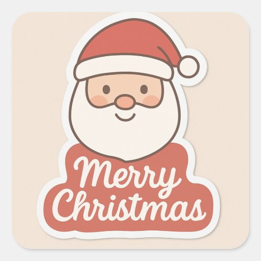 Cute Merry Christmas Santa Face Sticker (Voorkant)