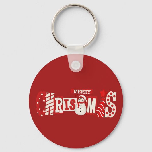 Cute Merry Christmas Snowman  Sleutelhanger (Voorkant)